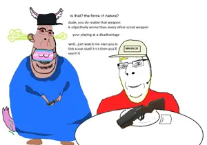 scout (team fortress 2), cobson, meximutt, blobson, hornyson, nucob, aryan, a10 eyes, blonde hair, fat