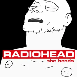 unknown, album cover, black background, closed eyes, ear, glasses, looking up, music, nipple, radiohead