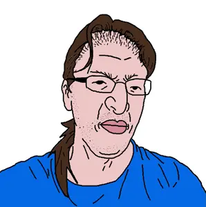 chudjak, antiworm, brown hair, closed mouth, clothes, ear, glasses, hair, redraw, soyjak