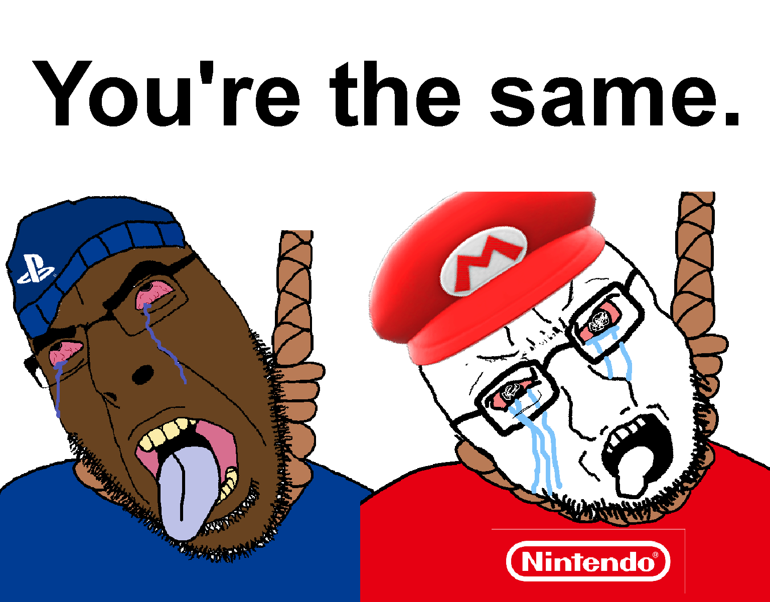 mario, cobson, soyak, /v/, beanie, black skin, blue shirt, clothes, console, console wars