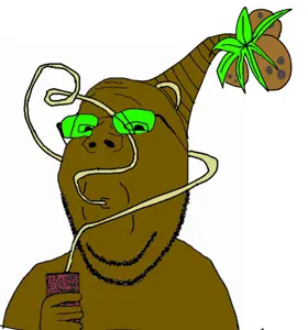 gapejak, wholesome soyjak, fruiterz!, brown skin, coconut, drinking, drinking straw, food, fruit, glasses