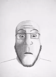 entiral, markiplier soyjak, neutralplier, closed mouth, drawfag, drawing, glasses, neutral, pencil drawing, soyjak