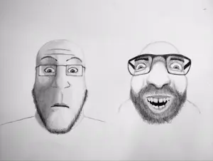entiral, israeli soyjak, markiplier soyjak, neutralplier, closed mouth, detailed, drawgod, drawing, glasses, lips