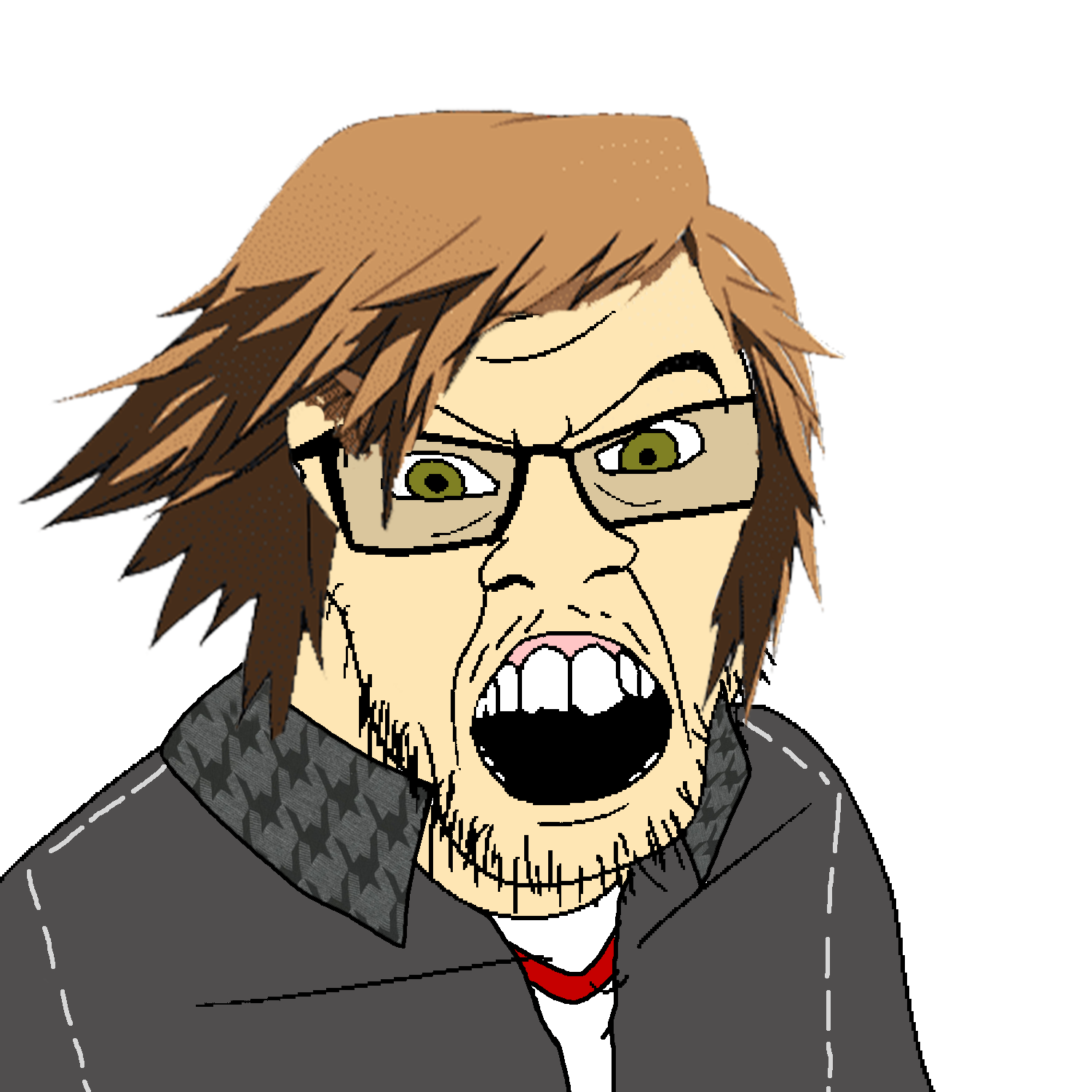 feraljak, angry, anime, brown hair, clothes, glasses, green eyes, hair, hanamura yosuke, jacket