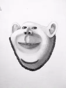 entiral, impish soyak ears, drawfag, drawing, ear, pencil drawing, realistic, smirk, soyjak, stubble