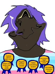 gapejak, femjak, slopjak, award, awards, black skin, brown skin, covered eyes, distorted, female