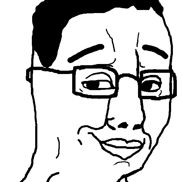 chudjak, 1soyjak, black hair, closed mouth, eyebrow, eyebrows, glasses, groomer, hair, half body