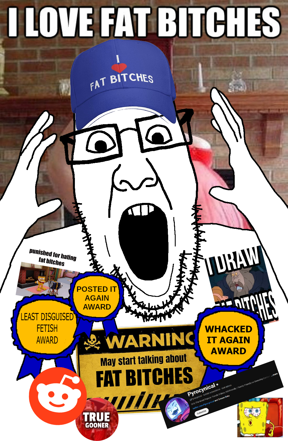 garfield, ppp, award, baseball cap, cap, clothes, coomer, donna simpson, gooner, hands