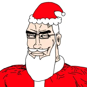 chudjak, perceptive chud, a10 eyes, beard, christmas, closed mouth, clothes, ear, glasses, hair