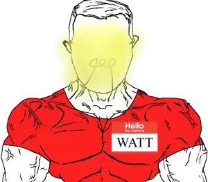 chudjak, chudjak front, muscular chud, buff, ear, hair, lightbulb, looking at you, muscles, name tag