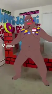 kratos, mario, meximutt, animated, award, brown skin, discord, donut, fat, full body