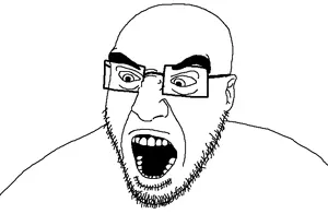 cobson, slitherjak, slithercob, angry, glasses, open mouth, soyjak, stubble