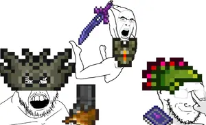 cobson, feraljak, soyak, pettygod, 3soyjaks, angry, armor, book, demon scythe, glasses