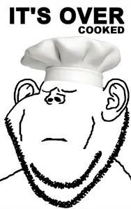 impish soyak ears, its over, chef, closed mouth, clothes, coalinc, ear, hat, its over (phrase), monochrome