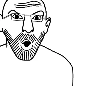 56jak, 1soyjak, beard, ear, glasses, monochrome, mustache, open mouth, soyjak, uncolored skin