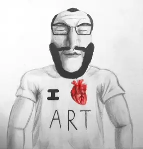 entiral, markiplier soyjak, science lover, beard, clothes, drawfag, drawing, glasses, i love, pencil drawing