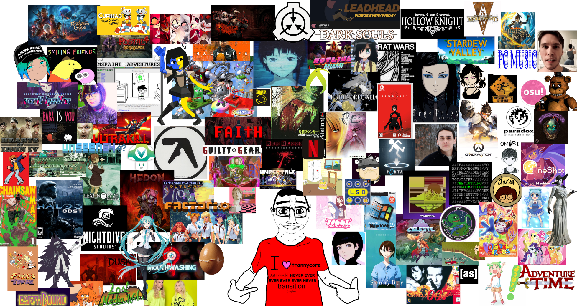 hatsune miku, mymy schoppenboer, pepe, tomoko kuroki, chudjak, shirtjak, wesley, 100 gecs, 4chan, adult swim