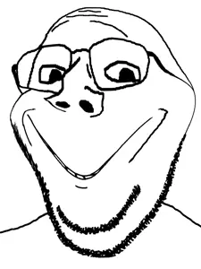gapejak, distorted, liquify tool, looking at you, smile, white background