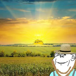 gapejak, impish soyak ears, wholesome soyjak, 2soyjaks, amish, beard, closed mouth, clothes, ear, field