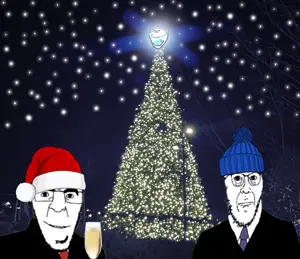 nathaniel higson, cobbert, godjak, impish soyak ears, christmas, christmas tree, clothes, drink, gem, hat