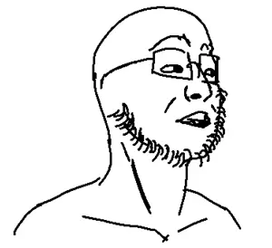 unknown, 1soyjak, beard, glasses, monochrome, soyjak, stubble, uncolored skin, white background