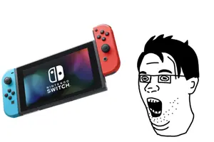 unknown, ear, glasses, hair, nintendo, nintendo switch, open mouth, soyjak, stubble, video game