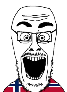 cutejak, eyebrows, eyes, forehead lines, glasses, mustache, norway, nose, open mouth, soyjak