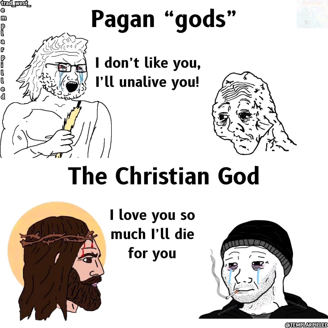 @templarpilled, doomer wojak, wojak, yes chad, ppp, soyak, bloodshot eyes, christianity, cigarette, comparison