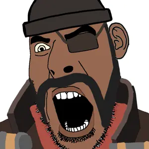 demoman (team fortress 2), cobson, beard, black skin, clothes, ear, eyepatch, mustache, stubble, white background