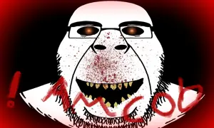 rapeson, cobson, cobson front2, hornyson, hornyson front, rapeson, bald, black background, blood, blood on face