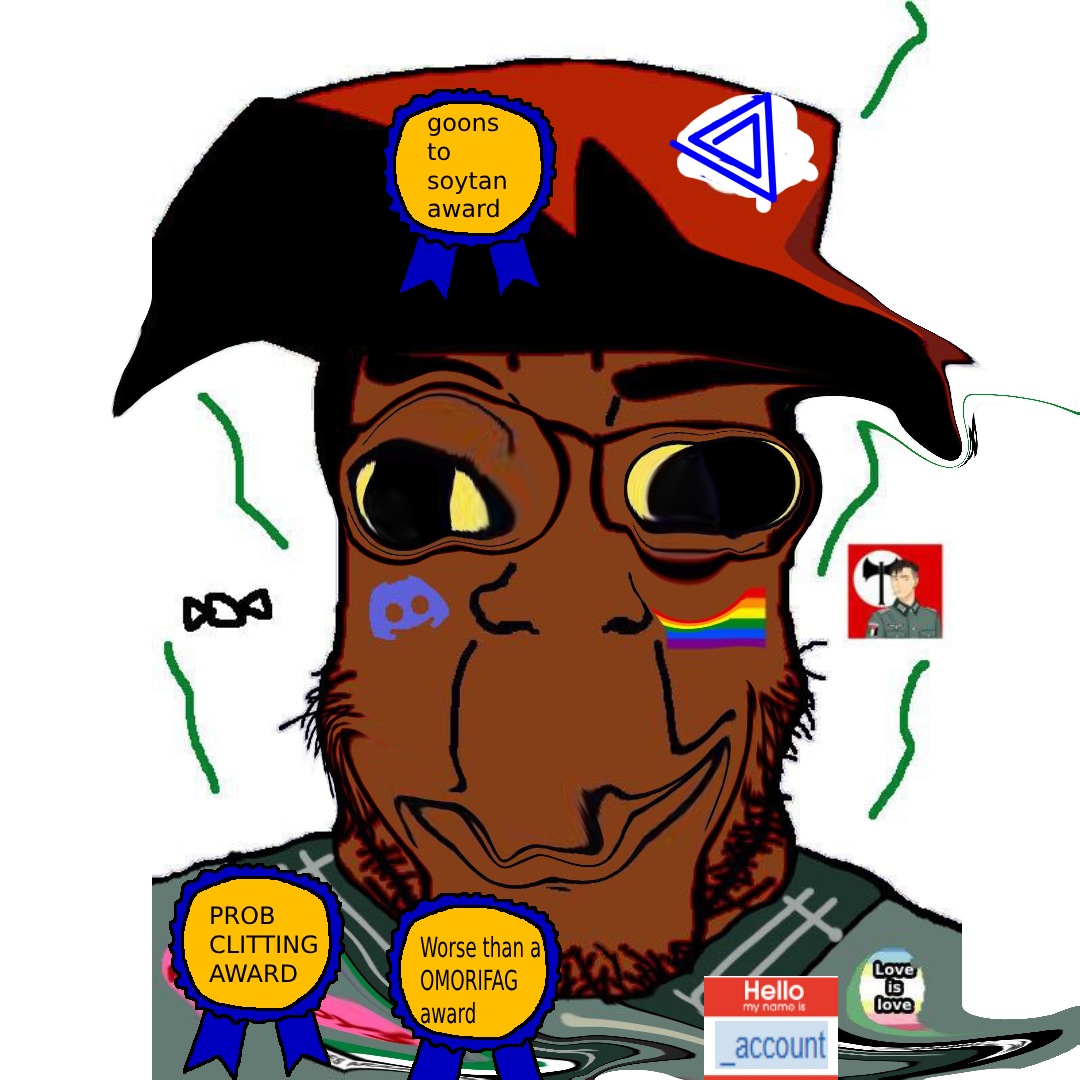 esl fnf pedo, chudjak, markiplier soyjak, chudplier, slopjak, award, brown skin, discord, discord logo facial mark, facial mark