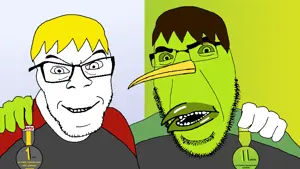 nate higgers, cobson, feraljak, natejak, no more brother wars, 2soyjaks, award, badge, blonde hair, food