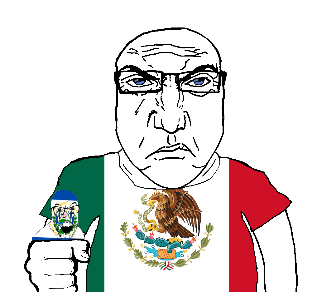 feraljak, markiplier soyjak, science lover, punisher face, angry, bald, blue eyes, crushed, el salvador, glasses