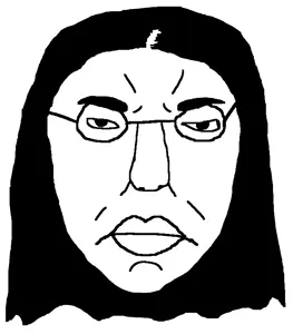 chudjak, female chudjak, pol face, foidjaks, chud, closed mouth, ear, female, glasses, hair