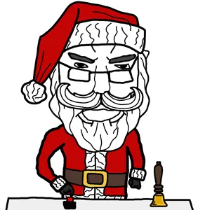 chudjak, beard, bell, belt, billions must die, button, christmas, chud, glasses, santa