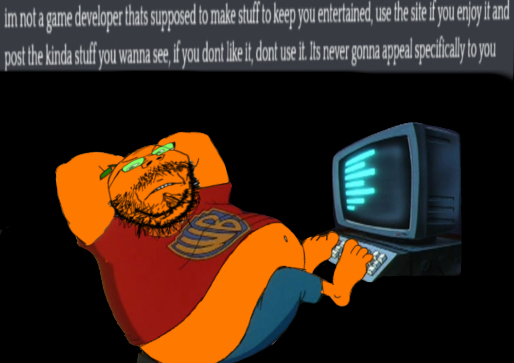 gapejak, mustached gapejak, (you), angry, anti froot, arm, bald, beard, black background, closed mouth