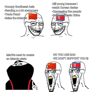 impish soyak ears, soyak, isis, open mouth, china, north korea
