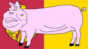 meximutt, oblasts of oinkraine, animal, bird, closed mouth, country, ear, fat, flag, full body