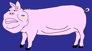 meximutt, oblasts of oinkraine, animal, closed mouth, country, ear, fat, flag, full body, lips