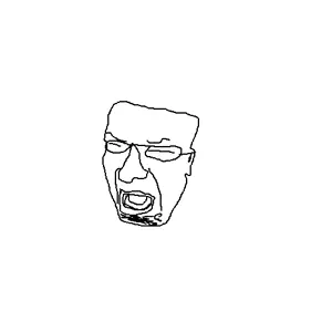 komputerjak, unknown, closed eyes, face, looking to the left, open mouth, stubble, tongue, white background