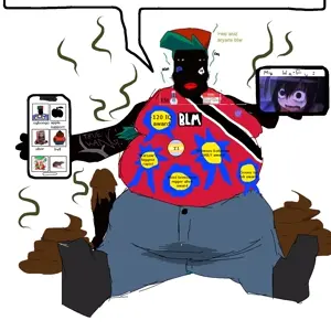 esl fnf pedo, chudjak, markiplier soyjak, chudplier, clothes, holding object, holding phone, phone, poop, speech bubble