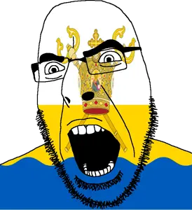 cobson, angry, bushy eyebrows, christianity, country, cross, crown, flag, glasses, hair