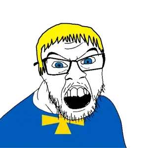 feraljak, blonde hair, blue eyes, clothes, country, cross, flag, glasses, hair, mustache
