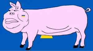 meximutt, oblasts of oinkraine, animal, closed mouth, country, cross, ear, fat, flag, full body