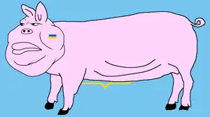 meximutt, oblasts of oinkraine, animal, closed mouth, country, ear, fat, flag, full body, lips