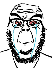 waljak, bloodshot eyes, crying, glasses, looking at you, seething, white background