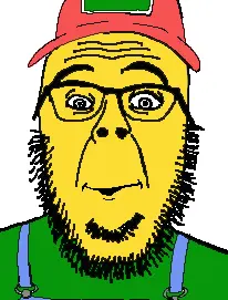 waljak, clothes, glasses, green shirt, hat, looking at you, overalls, sneed, stubble, white background