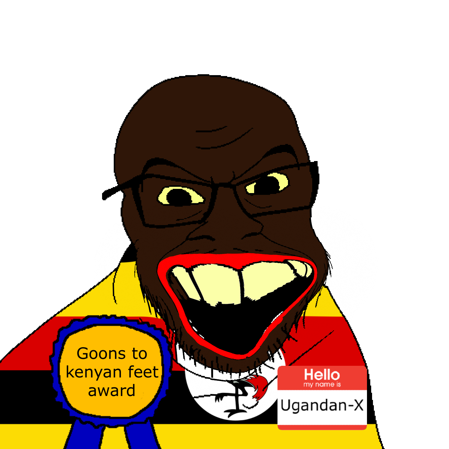 feraljak, unknown, nonexistent nameflamboyant persons, angry, award, bald, brown-skin, glasses, kiss yourself ugandan diddy noon, lips