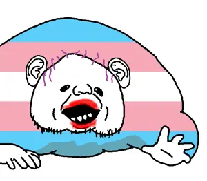 guestjak, ear, lipstick, open mouth, purple hair, stubble, tranny, transgender pride flag