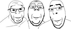 cobson, feraljak, gapejak, gapejak front, wholesome soyjak, wholesome soyjak front, 3soyjaks, bald, closed mouth, glasses